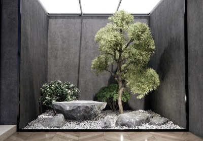 现代室内景观造景3D模型下载